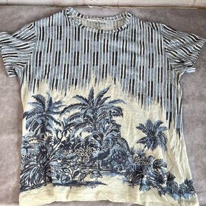 Rare Christian Dior Palm Tree Womens Shirt XS Blue